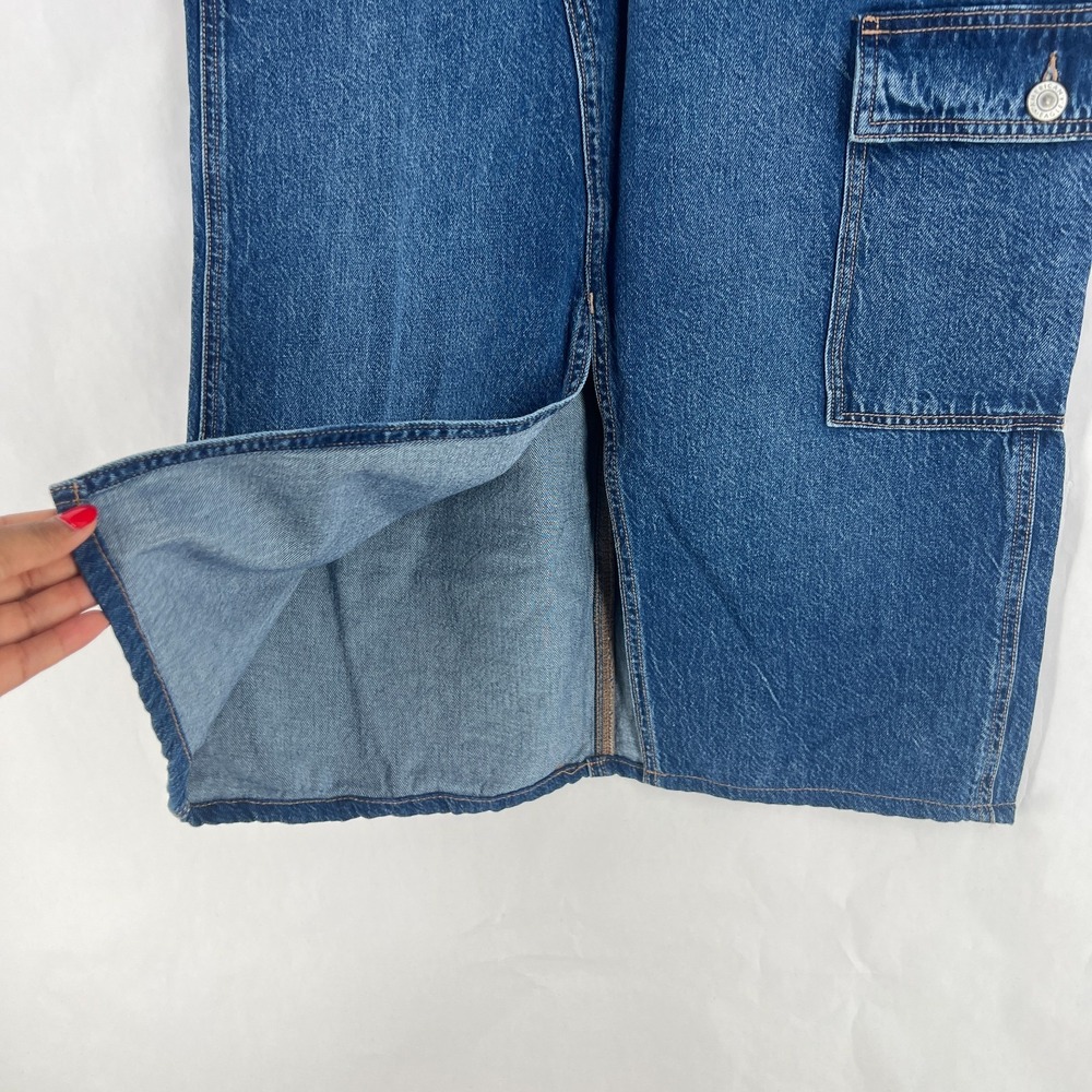 American Eagle Outfitters Real Good Cargo Overall Dress Womens XS‎ Blue Denim - Picture 8 of 15